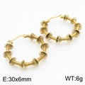 Pendientes de aro en C dorados de acero inoxidable estilo muelle, 30x6mm - Dorado
