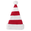 Gestreepte rood-witte pluche kerstmuts met zachte witte pompon voor kinderen - Rood en wit gestreepte hoed