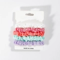 5-pack colorful fabric scrunchies set in pink and purple on fashion jewelry card - 5PCS Colorful Chiffon Scrunchies