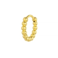 Classic golden beaded huggie hoop earrings with a circular geometric polished finish - Round Beads / Gold