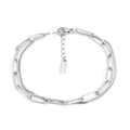 Bracelet double chaîne en acier inoxydable argenté avec fermoir mousqueton réglable - Style Argenté (PB928)