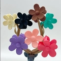 Matte flower hair clips in various colors displayed on a decorative gold jewelry stand - 3.5cm / White