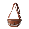 Borsa a tracolla in pelle marrone con catena d'argento spessa e stemma a stella - Marrone