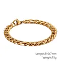 Golden Figaro 3:1 NK chain bracelet in stainless steel 210x7mm 15g jewelry - Gold Cuban Chain (7mm x 210mm)