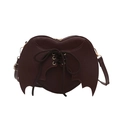 Sac bandoulière gothique bordeaux en forme de cœur avec ailes de chauve-souris - Marron