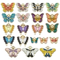 Colorful alloy enamel butterfly pendants for DIY jewelry making in various sizes - Mixed 20pcs Enamel Butterfly Set - 1 each of 20 styles