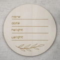 Wooden baby announcement card featuring name date height and weight engraving - Birth Info Plate (Name/Date/Height/Weight) / Single Piece