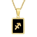 Collar de acero inoxidable chapado en oro 18K con colgante Sagitario en negro - Sagitario (Con Cadena)