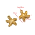 Golden starfish pendant charm in stainless steel for DIY jewelry making 18x17mm - 17x18mm Starfish Gold
