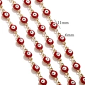 Red evil eye 6mm beads on 18K gold plated stainless steel DIY chain necklace - Red-Gold