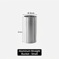 Small cylindrical aluminum flower bucket with brushed metal texture, 9.5x20.5cm - Aluminum Straight Bucket ZT (Small)