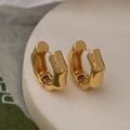 Chic 18K gold plated hexagon hoop earrings with minimalist polished metal finish - Golden Hexagon / Gold
