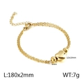 Golden heart pendant double-chain bracelet with polished beads, length 180mm - Bracelet (KB138428-Z) / 180x2mm / Gold