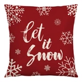 Red Christmas pillowcase with white snowflake patterns and Let it Snow script text - Red Artistic Let It Snow