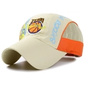 Kids sports baseball cap with beige canvas, orange mesh, and basketball embroidery - Beige