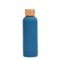 Minimalist 304 stainless steel vacuum insulated bottle with matte blue finish and bamboo lid - Matte Lake Blue