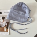 Lilac satin vintage style bonnet with long ribbons for sun protection and photoshoot - Blue
