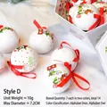 White Christmas ornaments set with deer owl prints and red ribbon bows in a white gift box - Style A04 (14Pcs Box)/Letter Deer & Owl