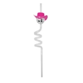 Pink cowboy hat disco ball mirror straw with decorative spiral transparent tube design - Silver With Cowboy Hat
