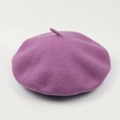 Classic purple wool beret with soft French style texture and thick minimalist design - M (56-58cm) / Pink Purple
