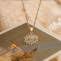 18K vergoldete Halskette mit bösem Auge Anhänger und blauen Zirkonia Kristallen - Böser Blick Halskette