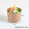 Artificial green cream cupcake with strawberry and lemon on brown lattice liner - Raspberry