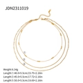 Three-layer gold titanium steel necklace with detailed chain lengths and 6.34g weight - Triple Layer Stacked Necklace / Gold
