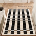 French style checkerboard entryway mat in black, white and gold geometric pattern - 80x120cm / Southern France Summer - Pineapple Pattern - Vertical Layout