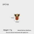 Detail view of a 17mm stainless steel reindeer charm with brown epoxy for DIY jewelry - Reindeer DFC100