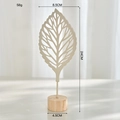 Ornamento foglia di metallo bianco crema con base in legno altezza 24cm - Y01-Foglia di Ginkgo / Bianco