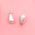 White teardrop pearl pendant with silver metal cap for DIY jewelry and accessories - 6x10mm Silver Water Drop