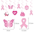 Decorazioni per feste nastro rosa per la sensibilizzazione al cancro al seno con vortici - Decorazioni a Spirale Sospese