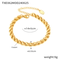Gros plan du bracelet torsadé doré avec dimensions et détails du fermoir homard - Bracelet Or