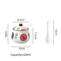 Ceramic seasoning jar with floral pattern and lid including matching ceramic spoon - Lucky Flower Seasoning Jar (320ml)