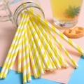 Pajitas de papel a rayas amarillas y blancas para decoración de fiesta infantil - Pajitas de Papel a Rayas Amarillas Brillantes (Tamaño Pequeño)