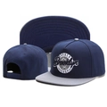 Dark blue Brooklyn Barber Shop snapback hat with grey flat brim and embroidery - Navy Body Grey Brim