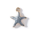Golden starfish charm with grey marble texture and metal ring for DIY jewelry - Pearl Grey