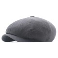 Dark gray newsboy cap in washed cotton twill with classic multi-panel design - Adjustable / Gray