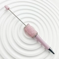 Creative DIY beaded pen in soft pink finish with sparkling crystal and silver rhinestone inlay - Candy Light Pink