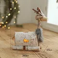 Luminous handmade birch wood deer ornament with star cutout and plush neck decor - Style C (27cm) / With LED Lights