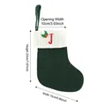 Chaussette de Noël en tricot vert avec revers blanc et lettre J brodée sac cadeau deco - Lettre J