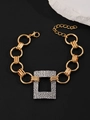 Collana punk bicolore con ciondolo rettangolare geometrico in argento martellato - Bracciale Geometrico Rettangolare Martellato in Lega (DZ-701)