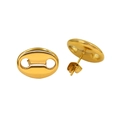Detailed view of 18K gold plated coffee bean stud earrings in polished stainless steel - 13mm / Gold