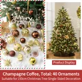 40-piece Christmas tree ornament set with champagne gold and bronze balls for 150cm trees - 150cm Christmas Tree Accessory Pack / Champagne Coffee