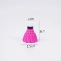 Mini llavero de bádminton de PVC rosa de 3cm con medidas de tamaño precisas - Sin Hebilla / Rojo Rosa Oscuro