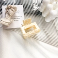 Creamy marble acetate square hair claw clip with vintage hollow rectangular design - Off White