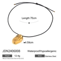 Waterproof stainless steel necklace with black cord and golden irregular pendant detail - Gold Irregular Flake Pendant (JDN2406008)