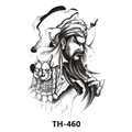 Waterproof temporary tattoo sticker TH-460 featuring black and white ancient warrior design - Th-460 / 210*148mm