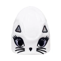 Berretto in maglia bianca da donna con viso di gatto ricamato e orecchie riflettenti - 56-60cm (Regolabile) / Bianco
