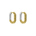 Minimalistische S925 sterling zilveren ovale oorringen met goud-zilveren hamertextuur - 925 zilver / Zilver en 18K Goud Tweekleurige Gehamerde Stijl (EB163)